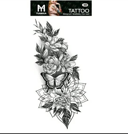 Тату tattoo временное татту наклейка на тело бабочка