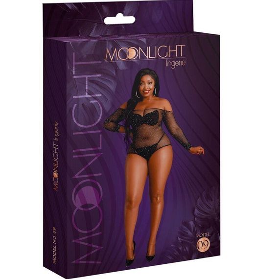 Боди Moonlight Lingerie 09 полупрозрачное, черное, Plus Size Sex Aura | Зображення 2