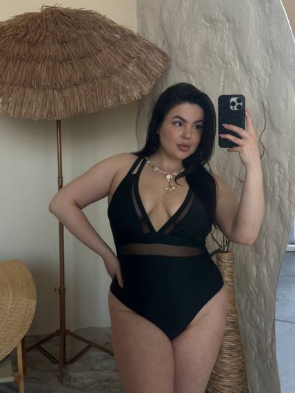 Суцільний чорний купальник PLUS SIZE з утяжкою | Зображення 9