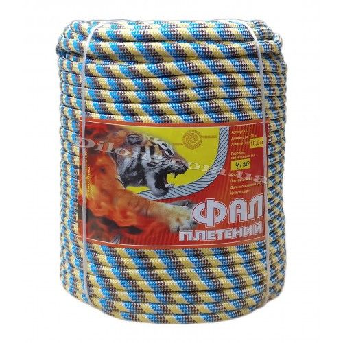 Поліпропіленовий плетений фал, різнокольоровий, Ø10 мм, 100 м