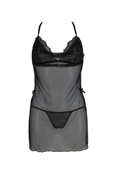 Сорочка Passion DELIENA CHEMISE L/XL black, стрінги із заниженою талією | Зображення 2