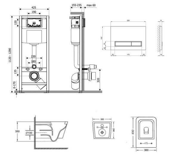 Набір Qtap Nest 4 в 1 підвісний унітаз Crow Ultra Quiet 490x360x290 + комплект інсталяції QT05335171W45131 | Зображення 1