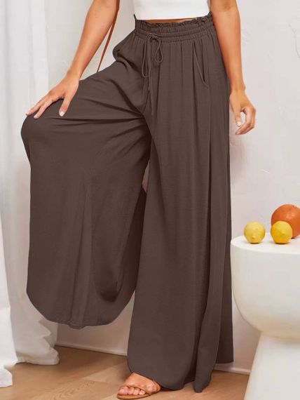 Женские легкие брюки-юбка широкие свободные FZ906 цвет коричневый размер 42/46 | Зображення 2