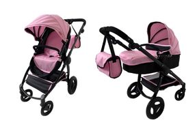 Візочок для ляльки 9696 "Ultra" PINK 2в1 з сумкою, металевий, в коробці р.51x14,5x44,5 см CARRELLO