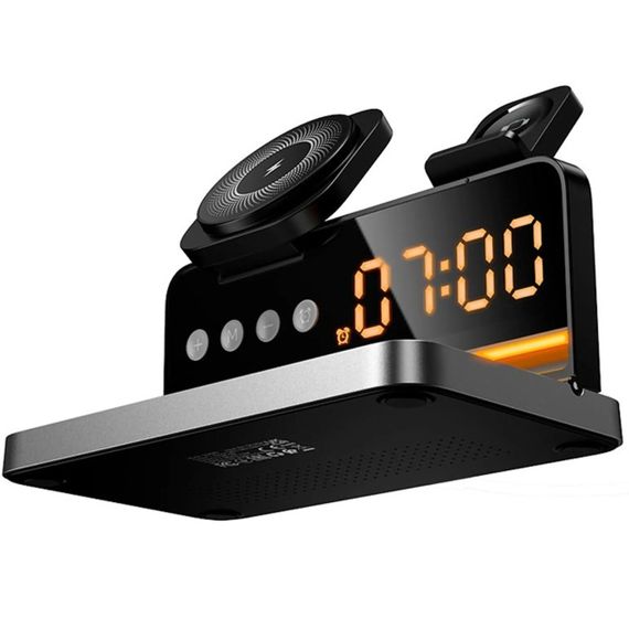 БЗУ Hoco DWQ03 North 4in1 with alarm clock Black | Зображення 3