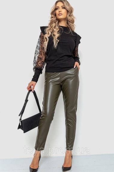 Лосини жіночі з екошкіри колір хакі розмір S FA_007891 | Зображення 1