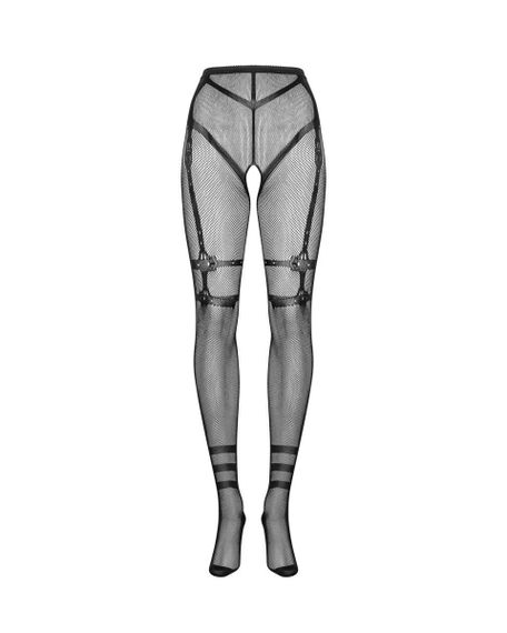 Колготки в дрібну сітку з відкритим доступом та візерунками S123 Obsessive, чорні, One Size sexstyle | Зображення 13