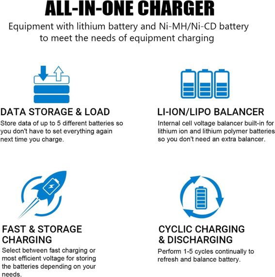 LiPo зарядний пристрій С150 150W 10A AC/DC з балансуванням та підтримкою Li-ion/LiFe/NiMH/NiCd/LiHV/Pb акумуляторів BMS контролер | Зображення 7