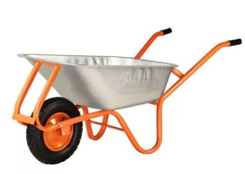 Тачка F1 90 л оцинк корито Standart 0,6 мм рама оранж, повітряне колесо BLUETOOLS