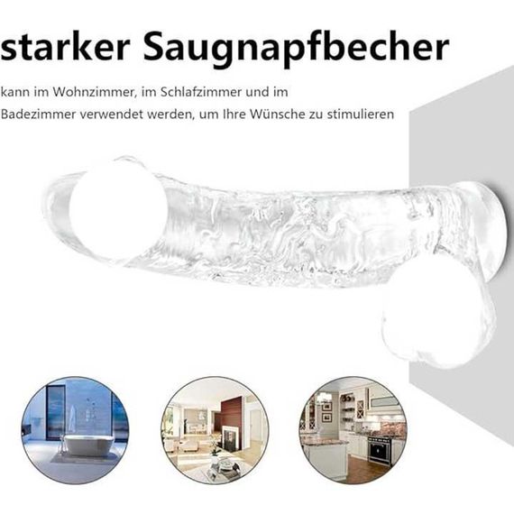 Гибкий фаллос на присоске - 24x19x4.5 см - Прозрачный | Зображення 1