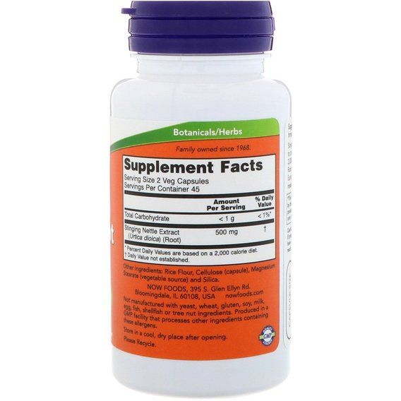 Комплекс для здоров'я передміхурової залози NOW Foods Nettle Root 250 mg 90 Veg Caps | Зображення 1