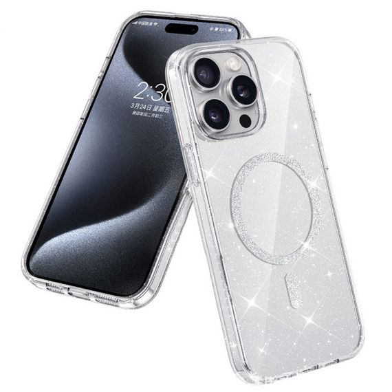 Чохол TPU Eclipse Sparkle Magnetic Fit для Apple iPhone 12 Pro / 12 (6.1") Clear | Зображення 1