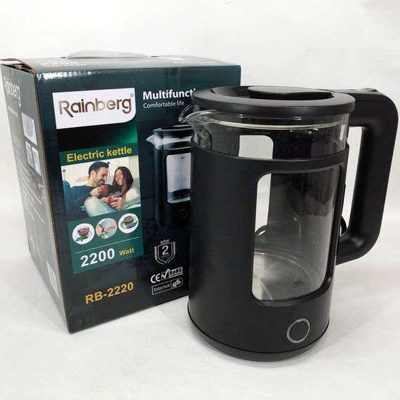 Маленький електрочайник Rainberg RB-2220 Електрочайник із підсвічуванням | SU-799 Чайник дисковий