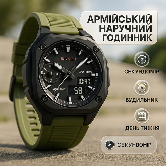 Спеціальний годинник для армії SKMEI 2328AG, Військовий годинник для військовослужбовця OR-51