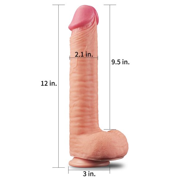 Фалоімітатор - Dual-Layered Silicone Cock 12" Flesh Sex Aura | Зображення 8