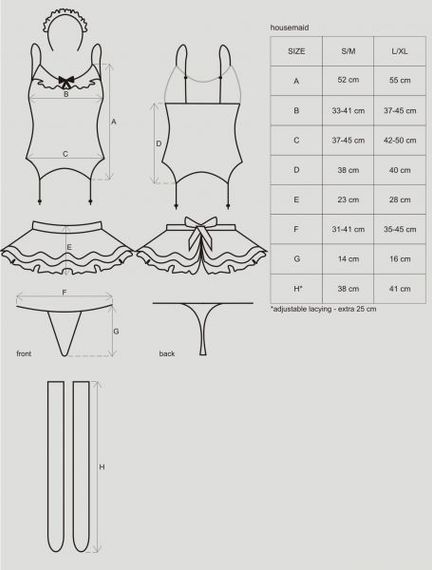 Костюм покоївки Obsessive Housemaid L / XL чорно-білий, Черный, L/XL | Зображення 1