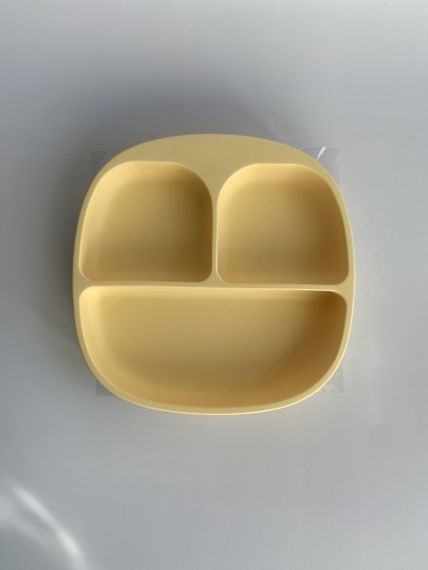 Силіконова секційна тарілка на присосці Квадрат Жовта