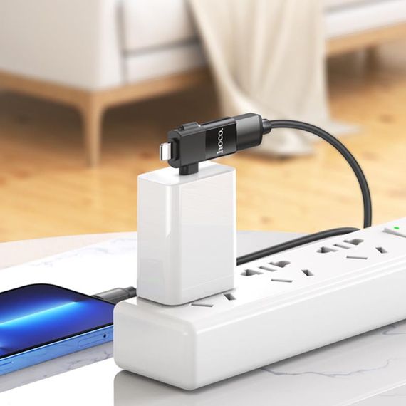 Перехідник Hoco UA17 2in1 Lightning Male/Type-C Male to USB female Black | Зображення 4