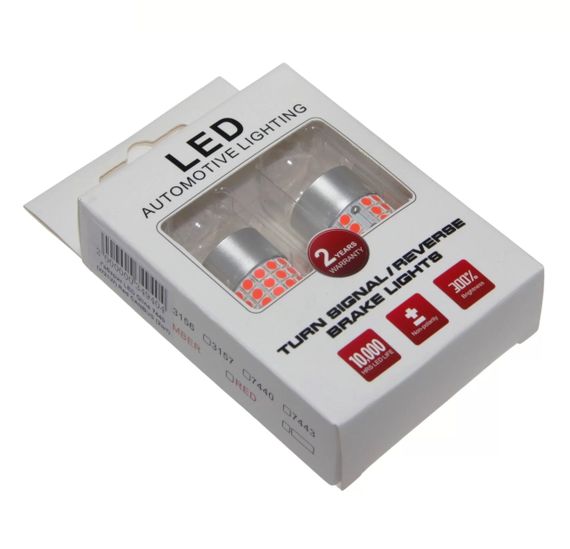 Комплект світлодіодних ламп LED Qline 7440 (W21W) Red CANBUS (2 шт.) | Зображення 1