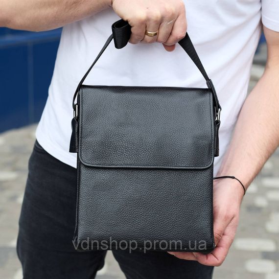 Сумка мессенджер 21.5x25x7 кожаная барсетка для мужчин Tiding Bag 35775 черная | Зображення 1