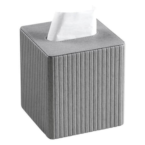 Серветниця з еко шкіри настільна 13х13х14.5 см органайзер для серветок Сірий HP-3-201G