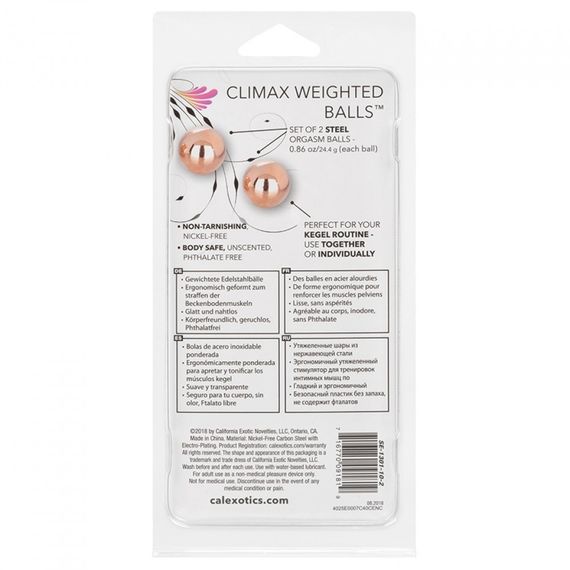 Вагінальні кульки CalExotics Climax Weighted Kegel Balls Nickel-Free - Rose Gold | Зображення 3