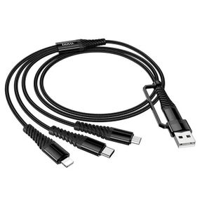 Кабель HOCO X123 USB-1 3 in 1 Micro/Iphone/Type-C, 2A, довжина 1м, Black, Box