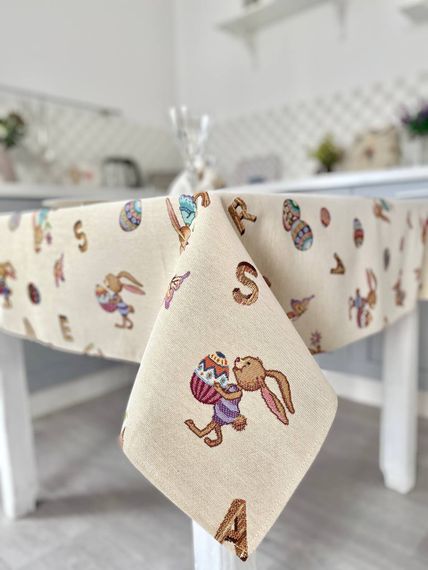 Скатертина гобеленова SK0067 Limaso, 137х240, Прямокутна, Великодній, Без люрексу, 75% поліестер, 22% бавовна, 3% акрил, Гобелен | Зображення 4