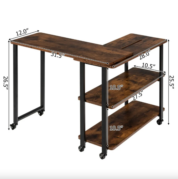 Стол L-образный Costway King вращающийся в стиле Loft | Зображення 6