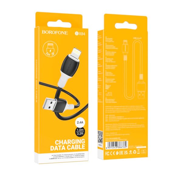 Кабель Borofone BX84, USB-Lighting, 2.4A, довжина 1м, Black, BOX | Зображення 2