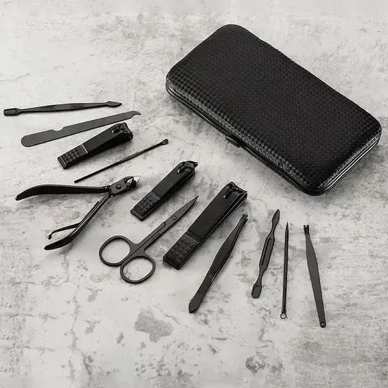 Манікюрний набір для догляду за нігтями, бровами та обличчям на 12 предметів, Манікюрні набори для чоловіків | Зображення 3