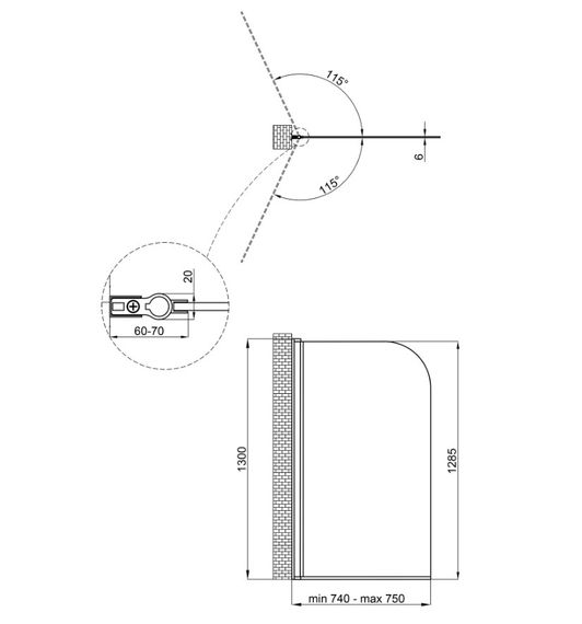 Душовий екран Qtap Standard STDBLM407513APL | Зображення 1