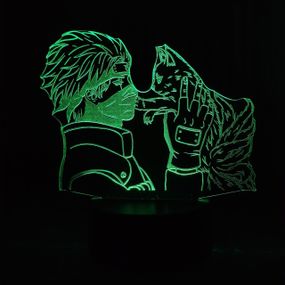 Акриловый светильник-ночник Какаши и Курама зеленый tty-n000493
