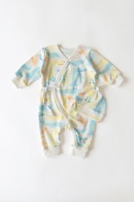 Комплект одягу ромпер кімоно + шапочка принт Крокодил світлий від народження до 6 міс 62