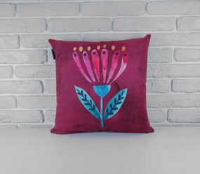 Подушка диванная с бархата Цветок 45x45 см (45BP_AW015)