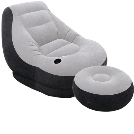 Надувний диван – ліжко AIR SOFA Надувне велюрове садове крісло з пуфом для відпочинку | Зображення 3