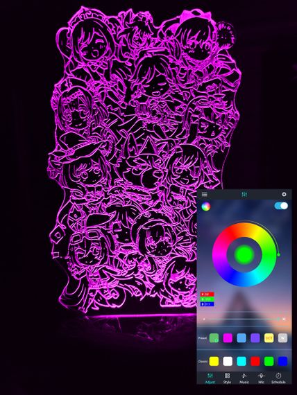 Акриловий світильник-нічник керування з телефона Genshin 3 tty-n000834