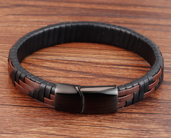 Мужской кожаный браслет Primo Cowboy Lux 21 - Black | Зображення 3