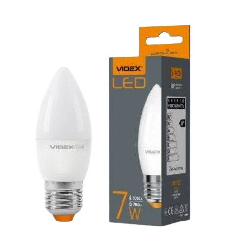 Лампа LED C37e 7W E27 3000K 220V Videx | Зображення 1