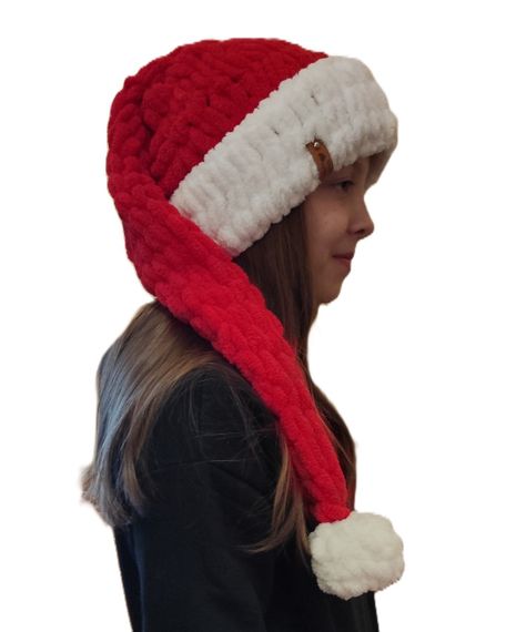 Новорічна шапка 56, маскарадна шапочка, шапочка Санти Діда Мороза, ковпак новорічний Шапка Санта Клауса | Зображення 1