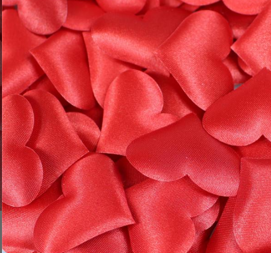 Декор , прикраси- Шовкові  серця  Колір червоний  ( 100 шт) Новинка 2025 !