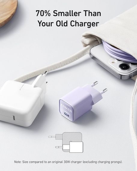 Мережевий зарядний пристрій Anker PowerPort 511 Nano III - 30W USB-C White | Зображення 2