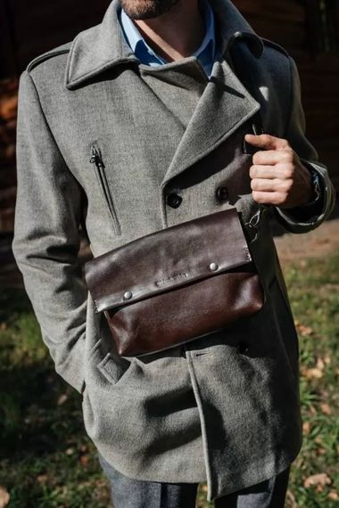 Шкіряна поясна сумка Skin and Skin Crossbody Bag L Коричнева (WB02Br) | Зображення 4