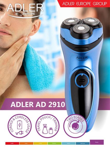 Електробритва Adler AD 2910 роторна акумуляторна з тримером 3 головки для сухого гоління | Зображення 6