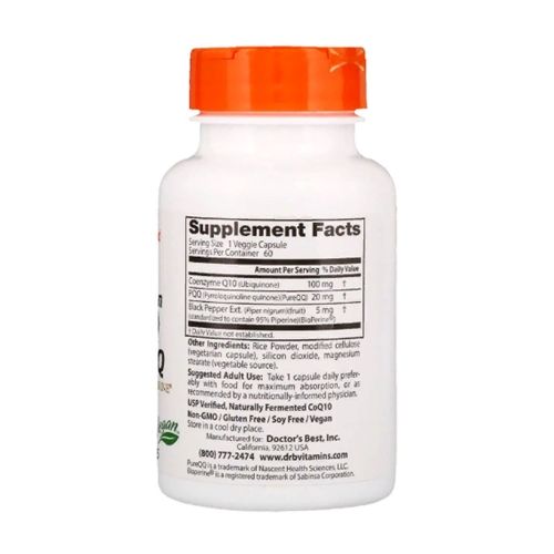 Коензим Doctor's Best High Absorption CoQ10 100 mg plus PQQ 20 mg with PureQQ and BioPERINE 60 Veg Caps | Зображення 1