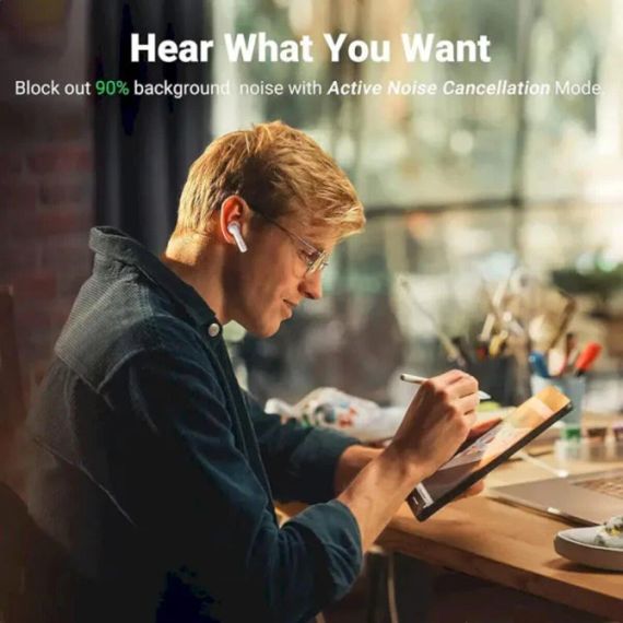 Бездротові навушники UGREEN WS106 HiTune T3 Active Noise-Cancelling Wireless Earbuds (White)(UGR-90206) | Зображення 6