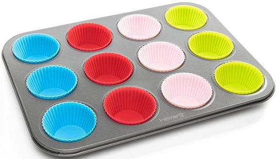 Форма для випікання маффінів із силіконовими формами Holmer Sweet Cake BM-0812-RSG 35х26.5х3 см сіра | Зображення 5