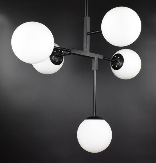 Люстра стельова на 5 лампочок 26613 Чорний 55-105х52х69 см. | Зображення 2