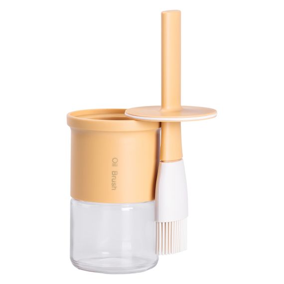 Баночка для олії з пензликом 300 мл диспенсер з пензликом для оливкової, соняшникової олії Жовтий HP-34-11Y | Зображення 1