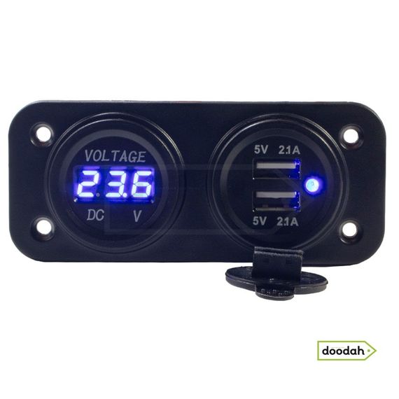 Авто / Мото USB зарядний пристрій - Recessed Twin Volt Blue, IP54 | Зображення 3